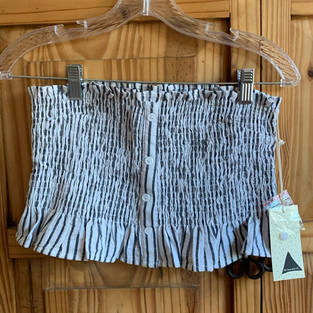 NWT Cute grey/white elastic tube top.